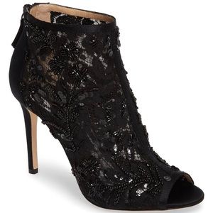 NWT Badgley Mischka Black Sequin Beaded Bootie